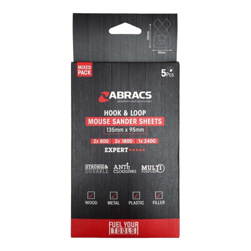 Abracs Mouse Sander Sheet Pack 5 – 135mm x 95mm