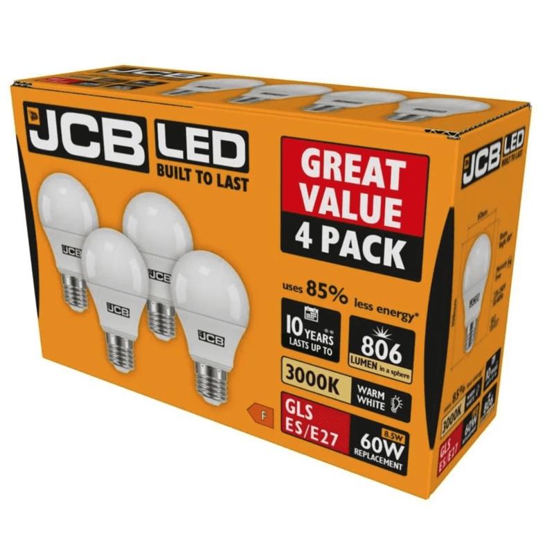 JCB GLS ES E27 3000k Warm White – 9w Pack 4