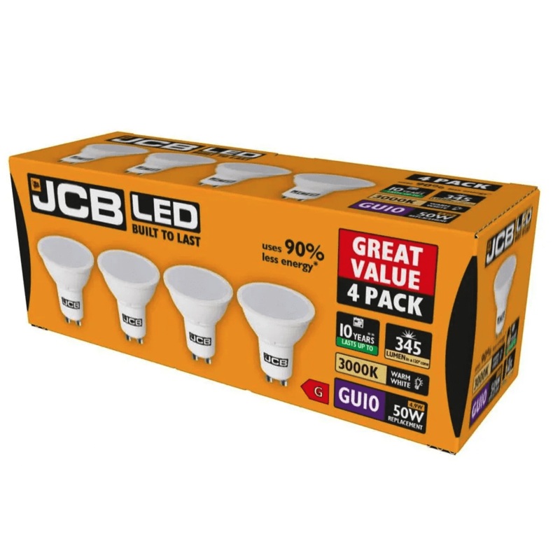 JCB GU10 3000k Warm White – 5w Pack 4