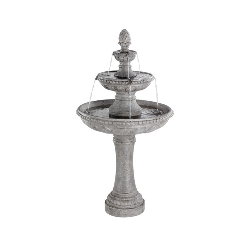 Kaemingk Poly 3 Tier Fountain – Stone Wash