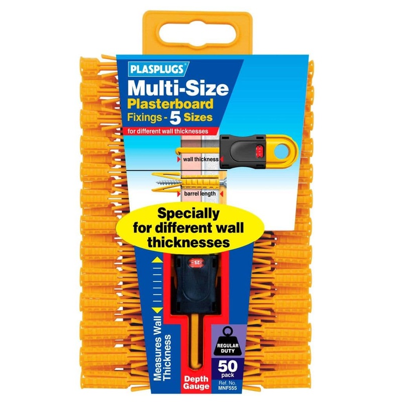 Plasplugs Multi-Size Plasterboard Plugs – 10 Plugs