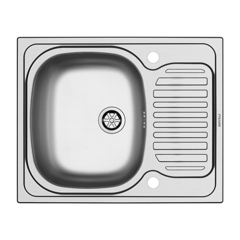 Pyramis Aurora Single Bowl Half Drainer Stainless Steel Sink – 62 x 50cm