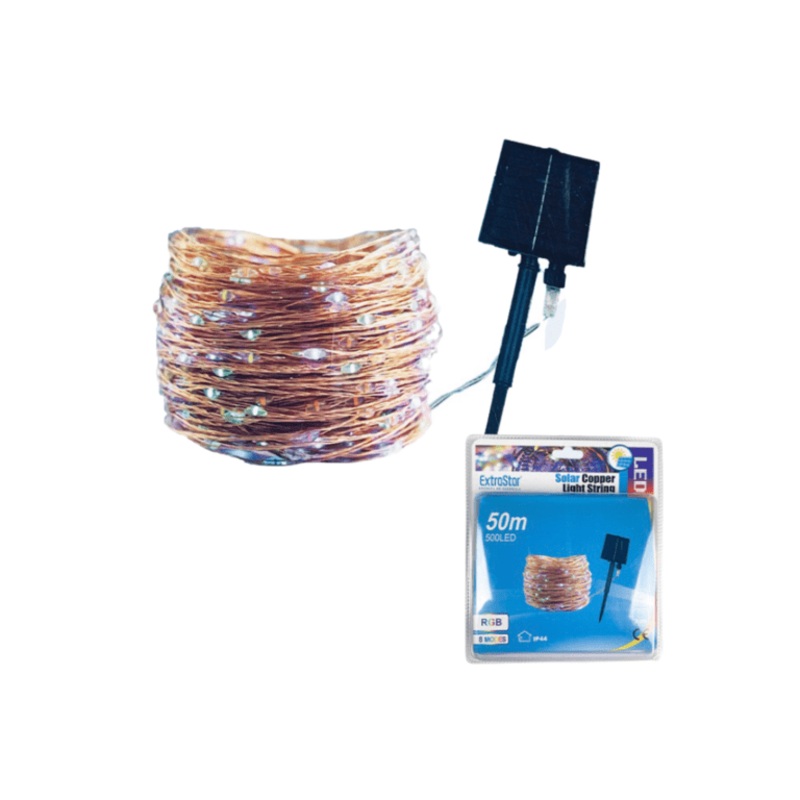 Extrastar Solar LED Copper Light String – 50m RGB