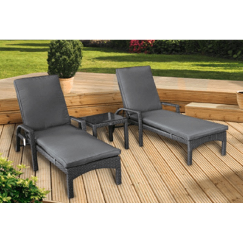 Pagoda Amalfi Sunlounger x 2 With Side Table
