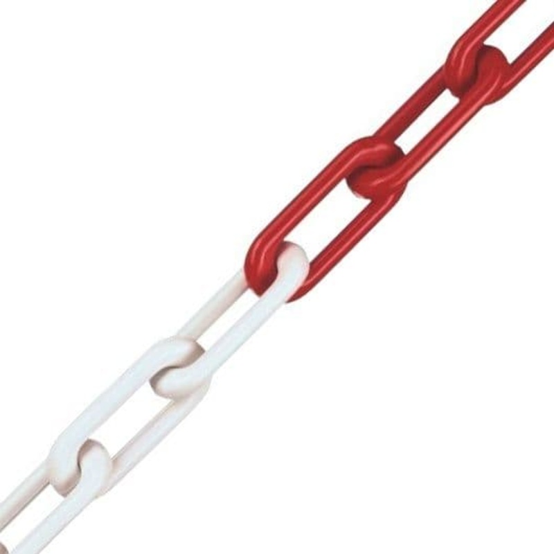 Securit Short Link Plastic Chain Red/White – 6mm x 5m