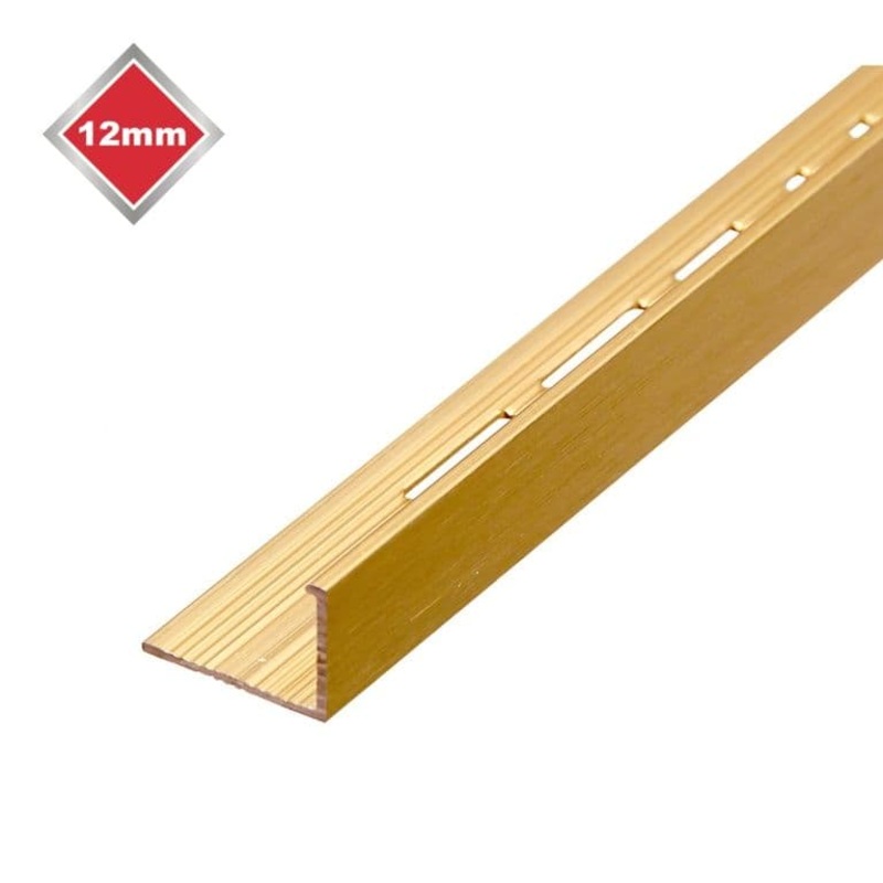 Tile Rite Matt Brushed Gold Effect Metal Tile Trim L Profile – 12mm x 2.44m