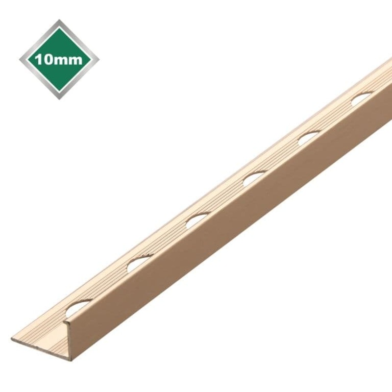 Tile Rite Stainless Steel Effect Metal Tile Trim L Profile – 10mm x 2.44m
