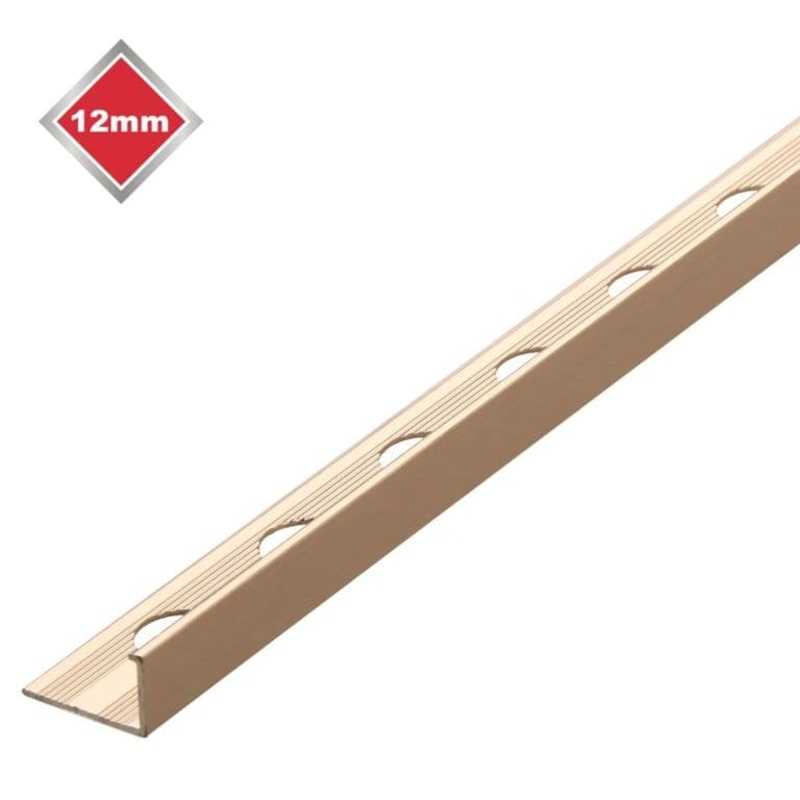 Tile Rite Stainless Steel Effect Metal Tile Trim L Profile – 12mm x 2.44m