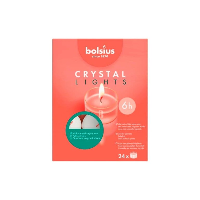 Bolsius Clear Cup Tea Light White – Pack Of 24