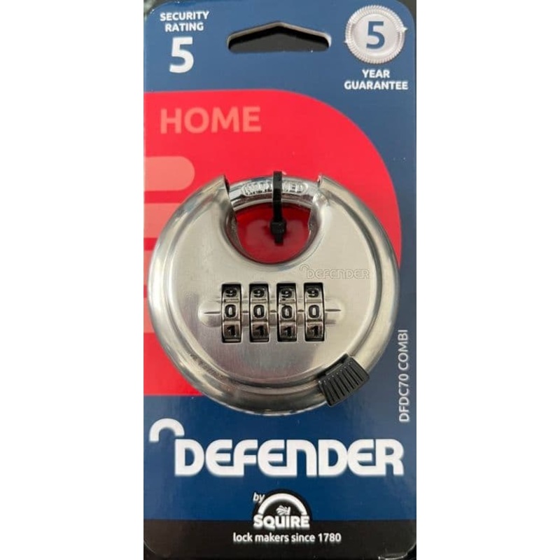Defender Combi Recordable Disc Padlock – 70mm