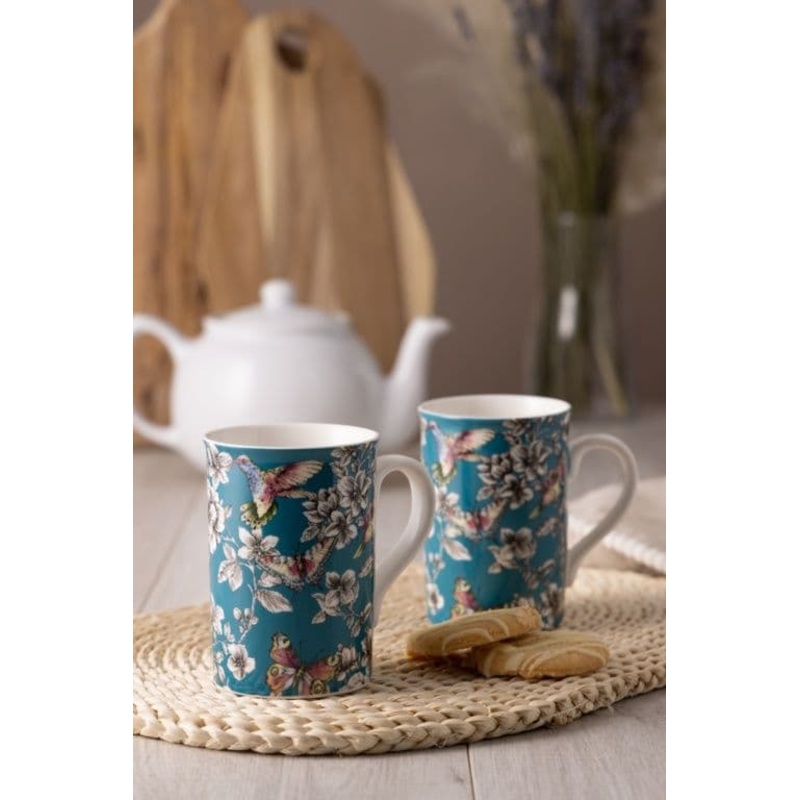 Price & Kensington Hummingbird Floral Teal Mug – 300ml