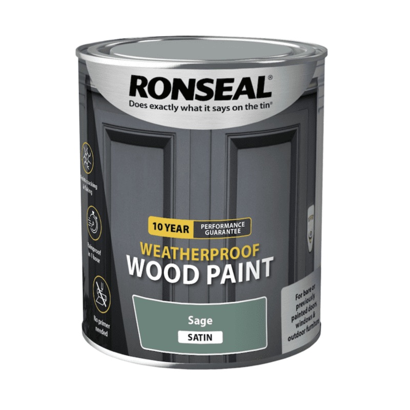 Ronseal 10 Year Weatherproof Satin Wood Paint 750ml – Sage