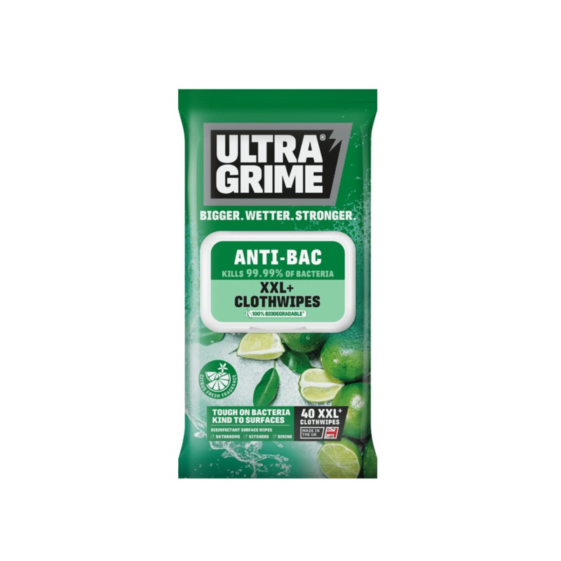 Ultragrime Life Anti-Bac Cloth Wipes – XXL 40 Pack