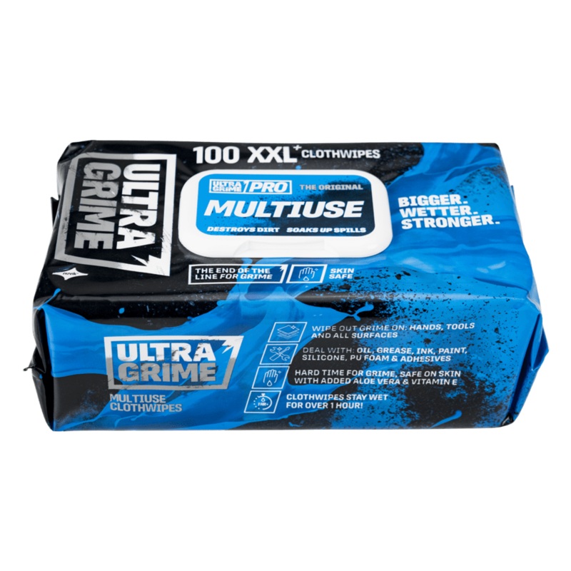 Ultragrime Pro Multi-Use Cloth Wipes – XXL 100 Pack