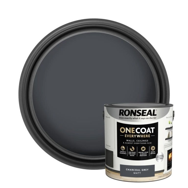 Ronseal One Coat Everywhere Matt Paint 2.5L – Charcoal Grey
