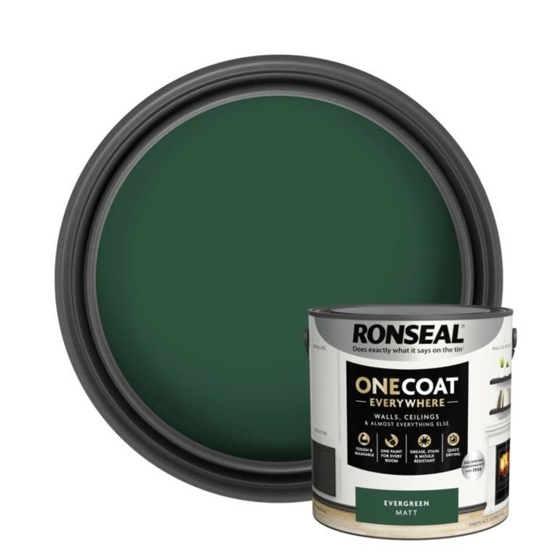 Ronseal One Coat Everywhere Matt Paint 2.5L – Evergreen