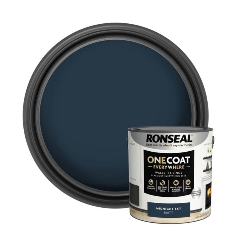 Ronseal One Coat Everywhere Matt Paint 2.5L – Midnight Sky