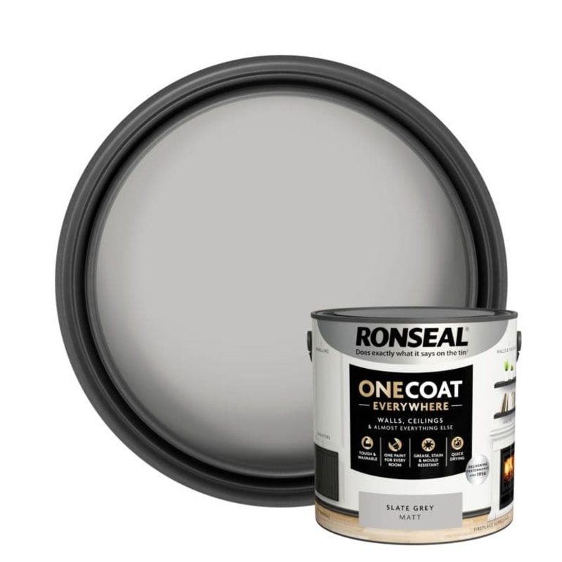 Ronseal One Coat Everywhere Matt Paint 2.5L – Slate Grey