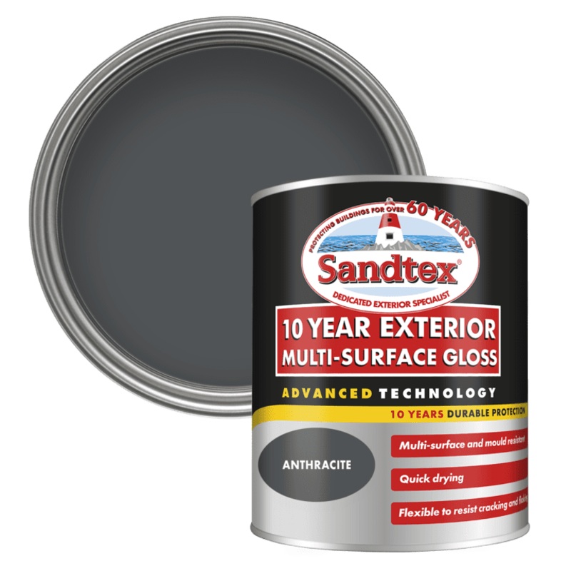 Sandtex 10 Year Exterior Multi Surface Gloss Anthracite – 750ml