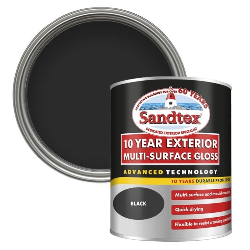 Sandtex 10 Year Exterior Multi Surface Gloss Black – 750ml