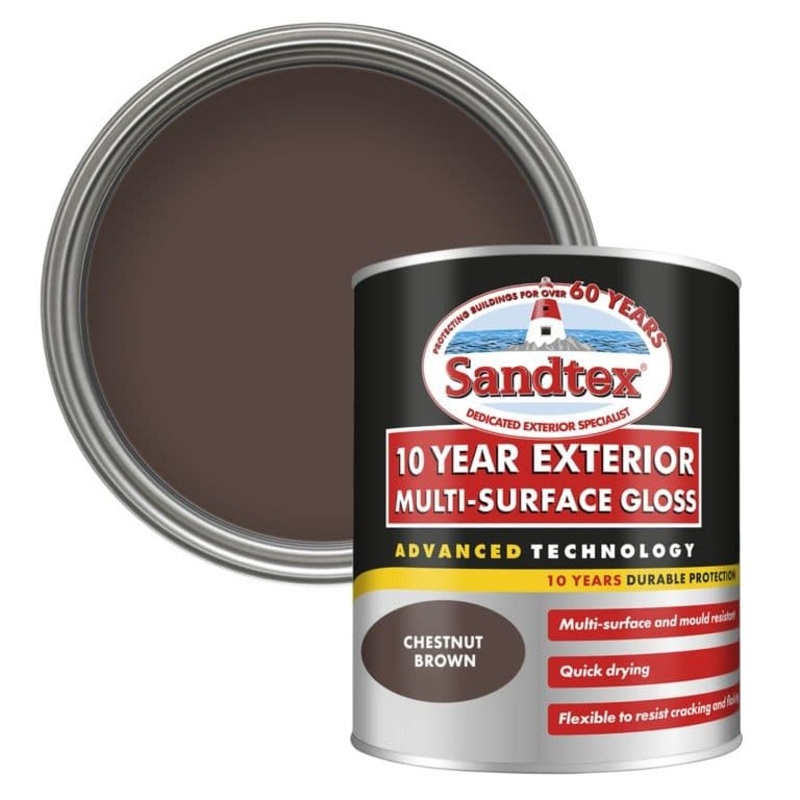 Sandtex 10 Year Exterior Multi Surface Gloss Chestnut Brown – 750ml