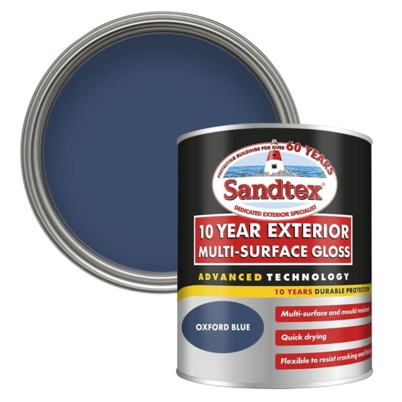 Sandtex 10 Year Exterior Multi Surface Gloss Oxford Blue – 750ml