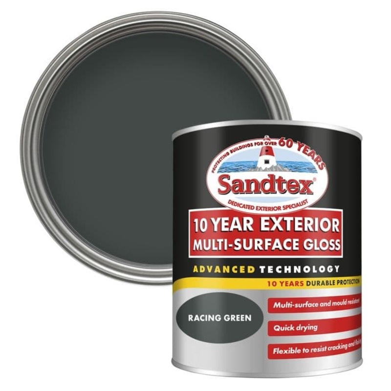 Sandtex 10 Year Exterior Multi Surface Gloss Racing Green – 750ml