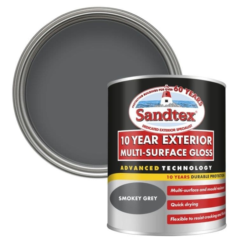 Sandtex 10 Year Exterior Multi Surface Gloss Smokey Grey – 750ml