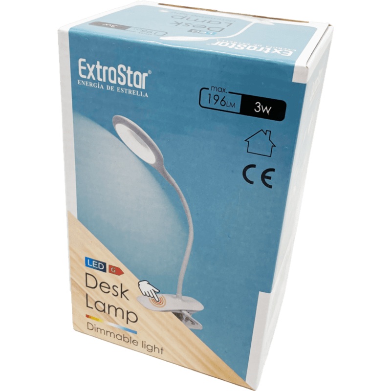 Extrastar Clip On Dimmable Desk Lamp With USB – 3w White