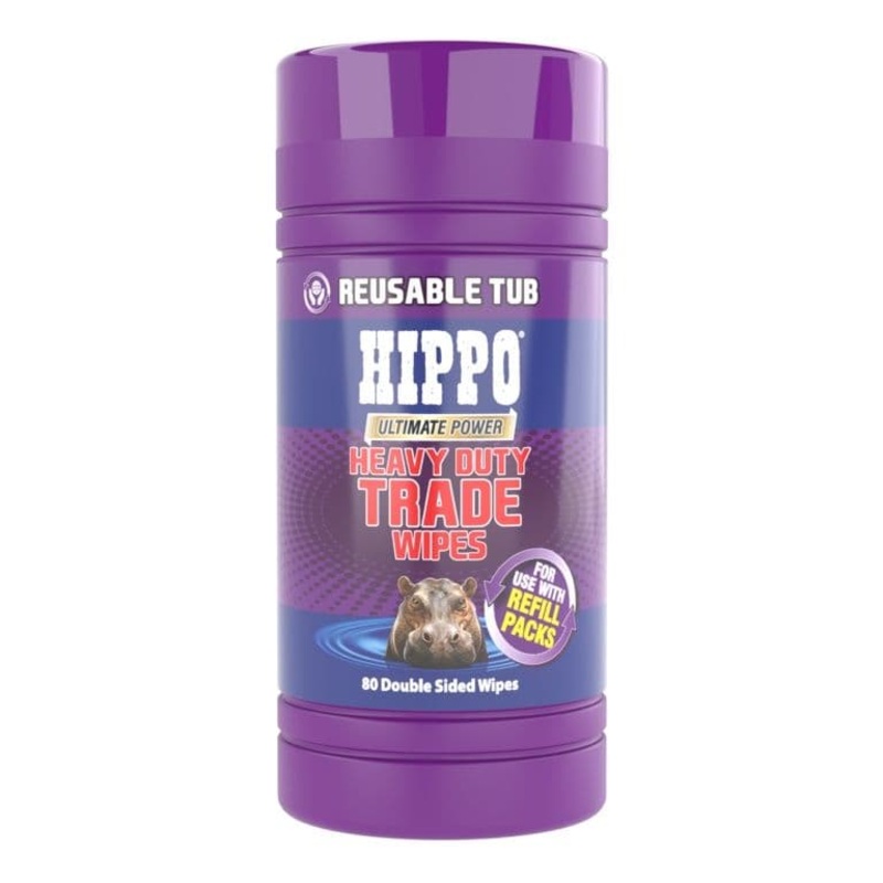 Hippo Heavy Duty Trade Wipes Reusable Tub – Pack of 80