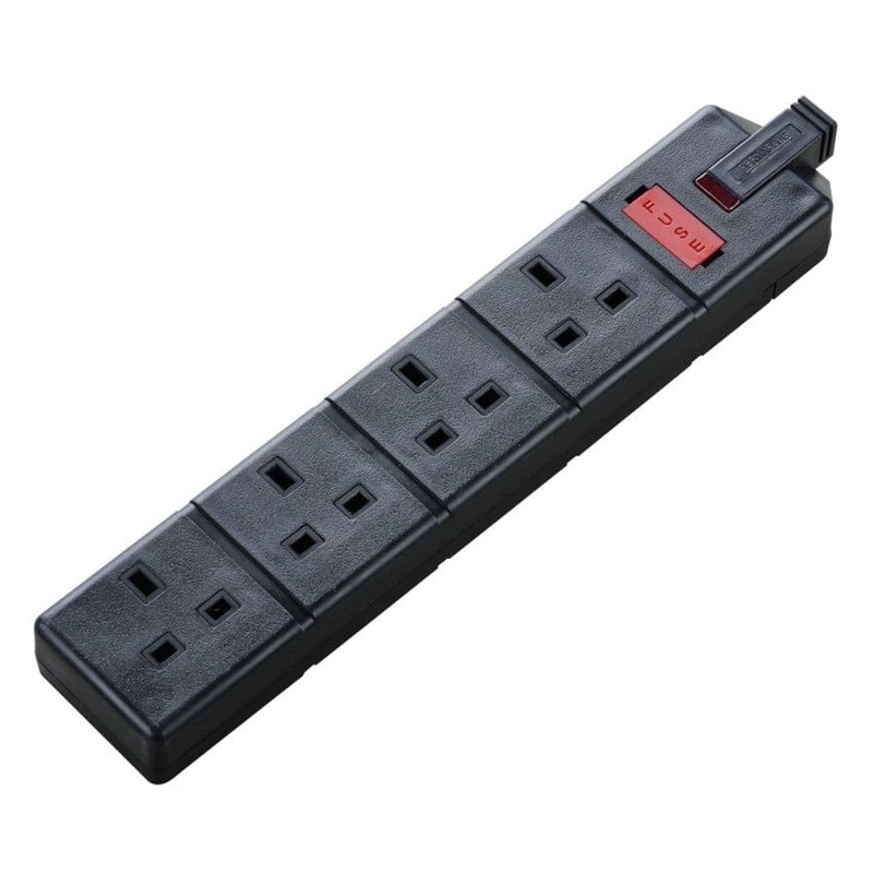 Masterplug 4 Socket 13 Amp Heavy Duty Trailing Socket – Black