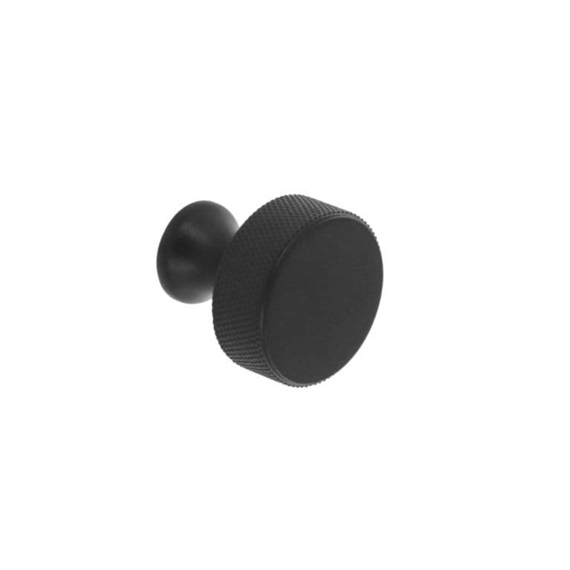 Smiths Architectural Solid Brass Knurled Knob 32mm – Matt Black