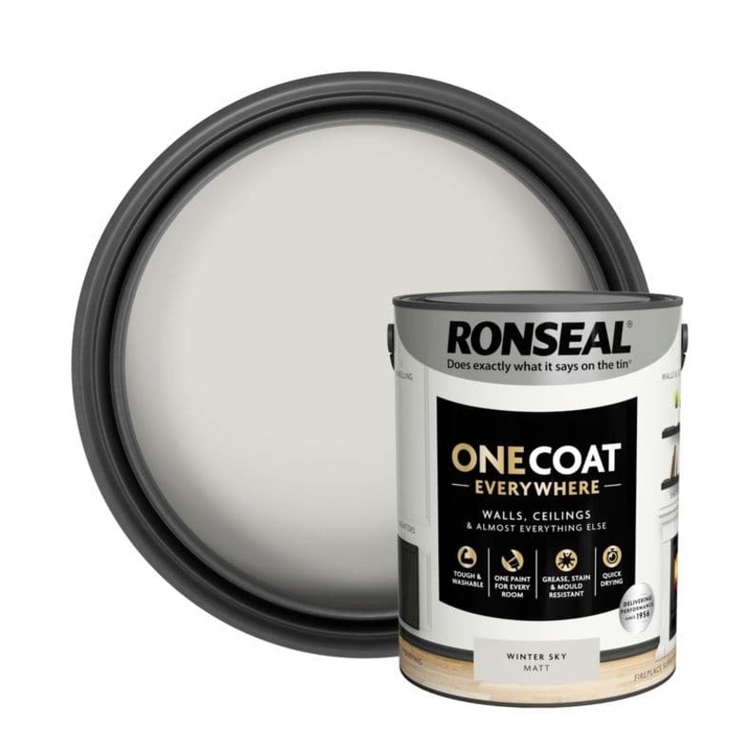 Ronseal One Coat Everywhere Matt Paint 5L – Winter Sky