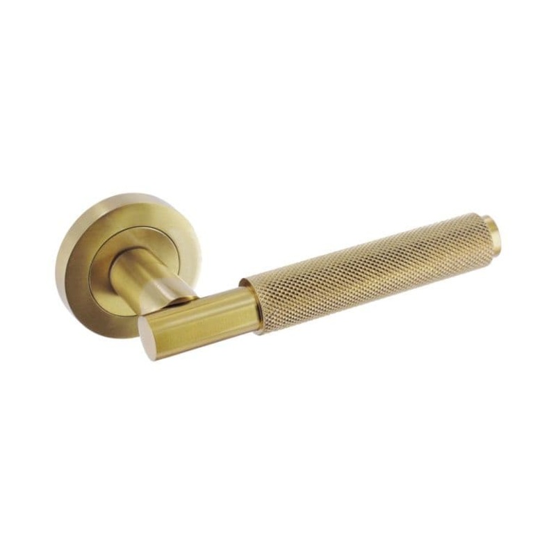 Smiths Architectural Knurled Lever On Rose – Satin Brass