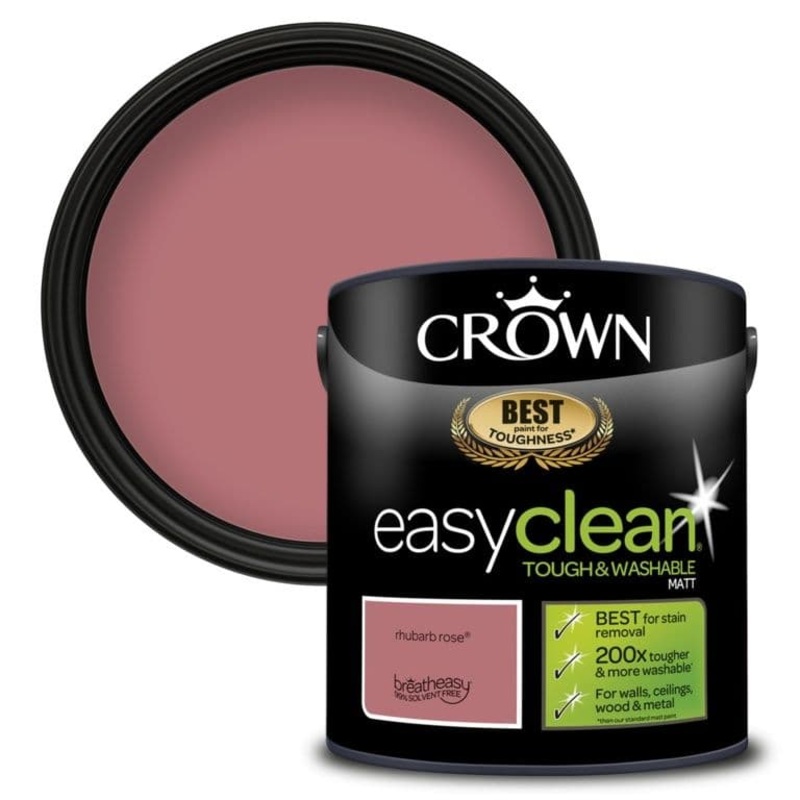 Crown Easyclean Matt Emulsion 2.5L – Rhubarb Rose
