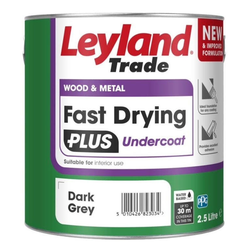 Leyland Trade Fast Drying Plus Undercoat Grey – 2.5L