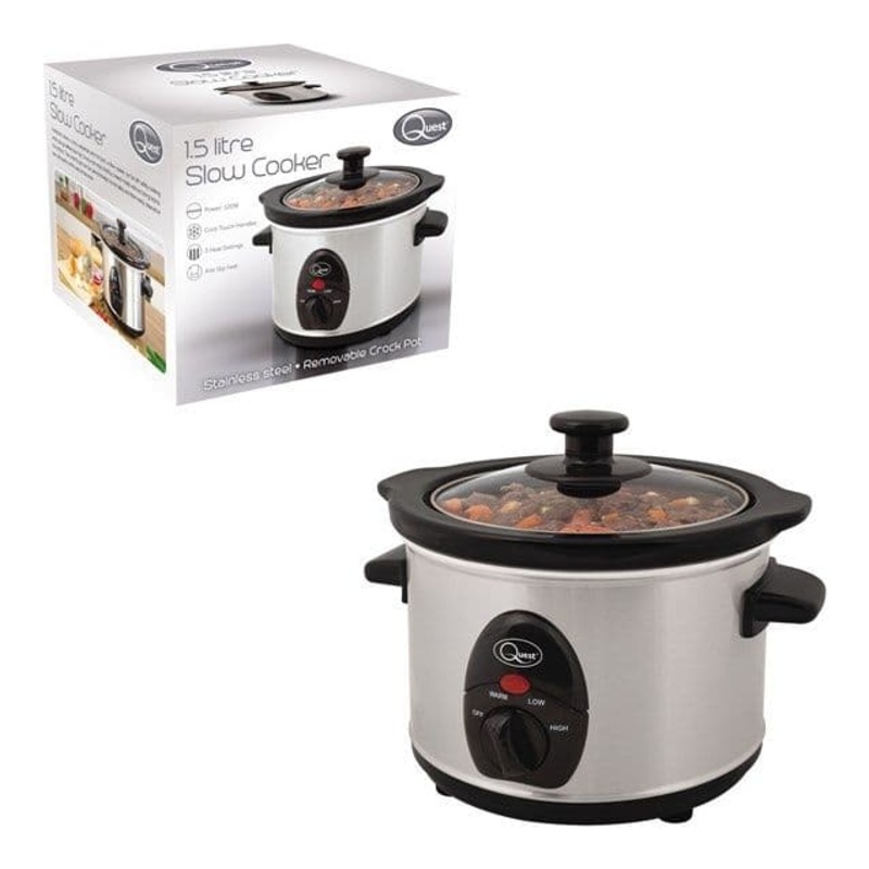 Quest Stainless Steel Slow Cooker – 1.5L