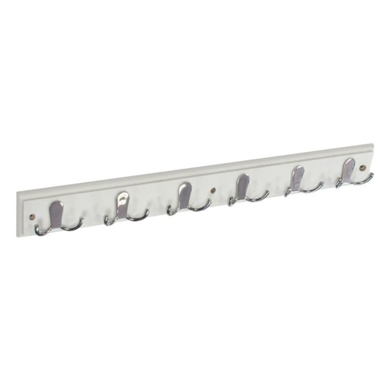 Securit White Hat & Coat Board – 6 Chrome Plated Double Hooks