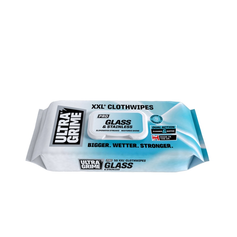 Ultragrime Glass & Stainless XXL+ Clothwipes – Pack 50