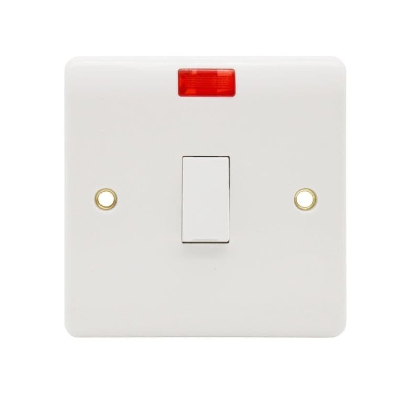 Securlec 1 Gang Double Pole Switch & Pilot Light – 20 Amp