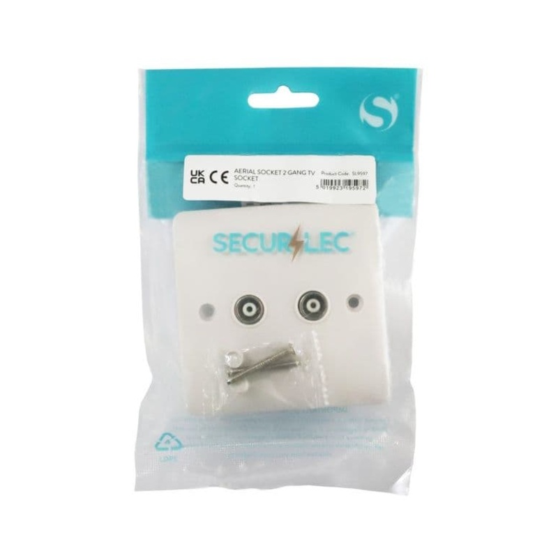 Securlec Aerial Socket 2 Gang TV Socket – Skin Packed