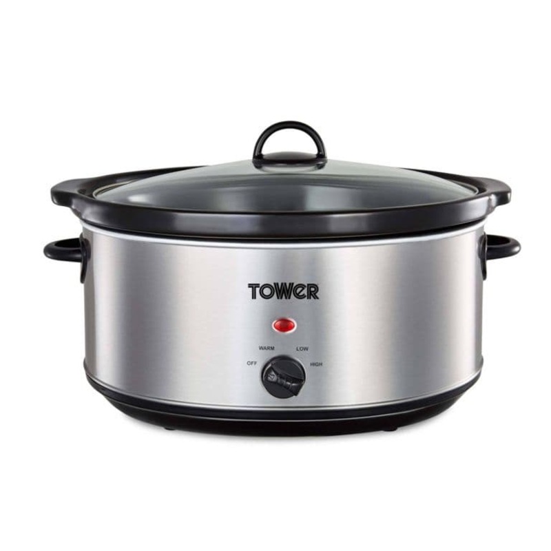 Tower Steel Slow Cooker Stainless – 6.5L