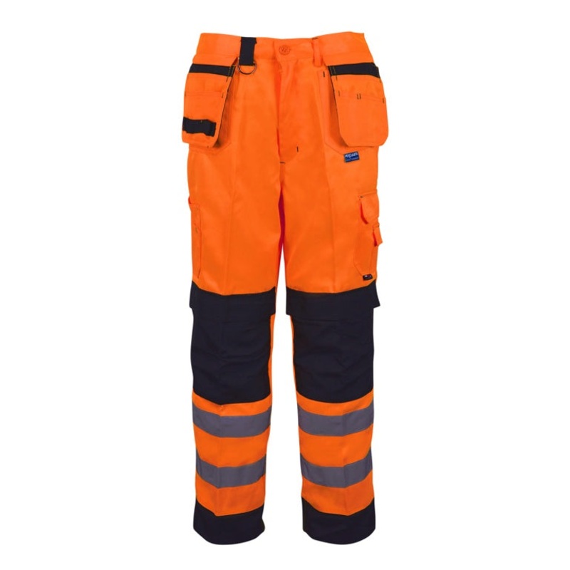 Black Knight Builders Hi Vis Trousers Orange & Black – 30R