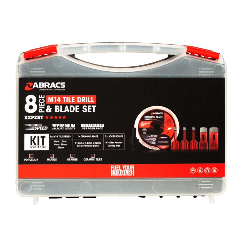 Abracs M14 Tile Drill & Blade Set – 8 Piece