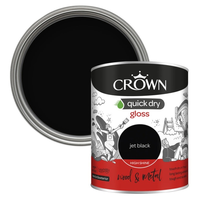 Crown Wood & Metal Quick Dry Gloss – 750ml Jet Black