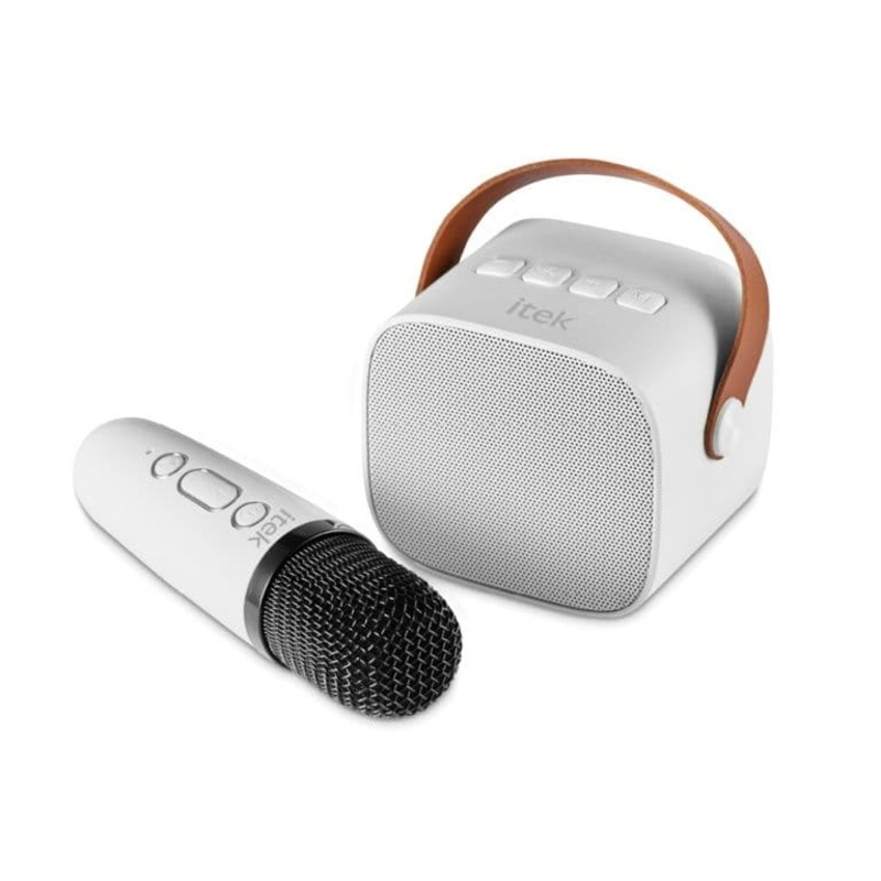Itek White Mini Karaoke Blue Tooth Speaker & Mic – 5w