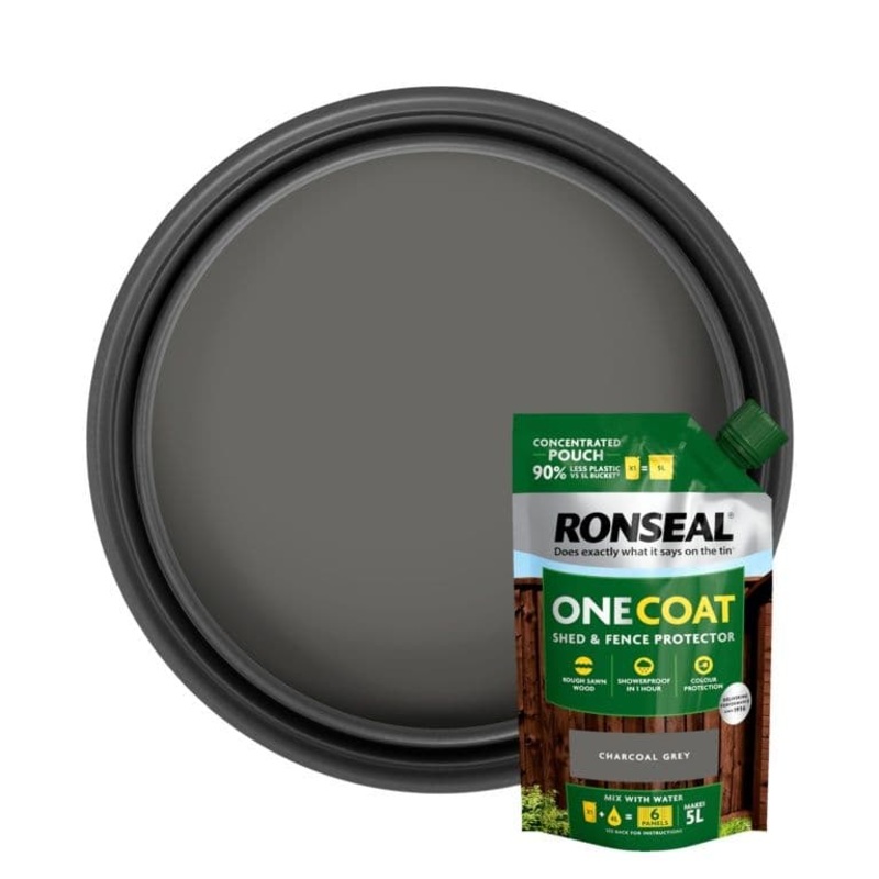 Ronseal One Coat Shed & Fence Refill Pouch 950ml – Charcoal Grey
