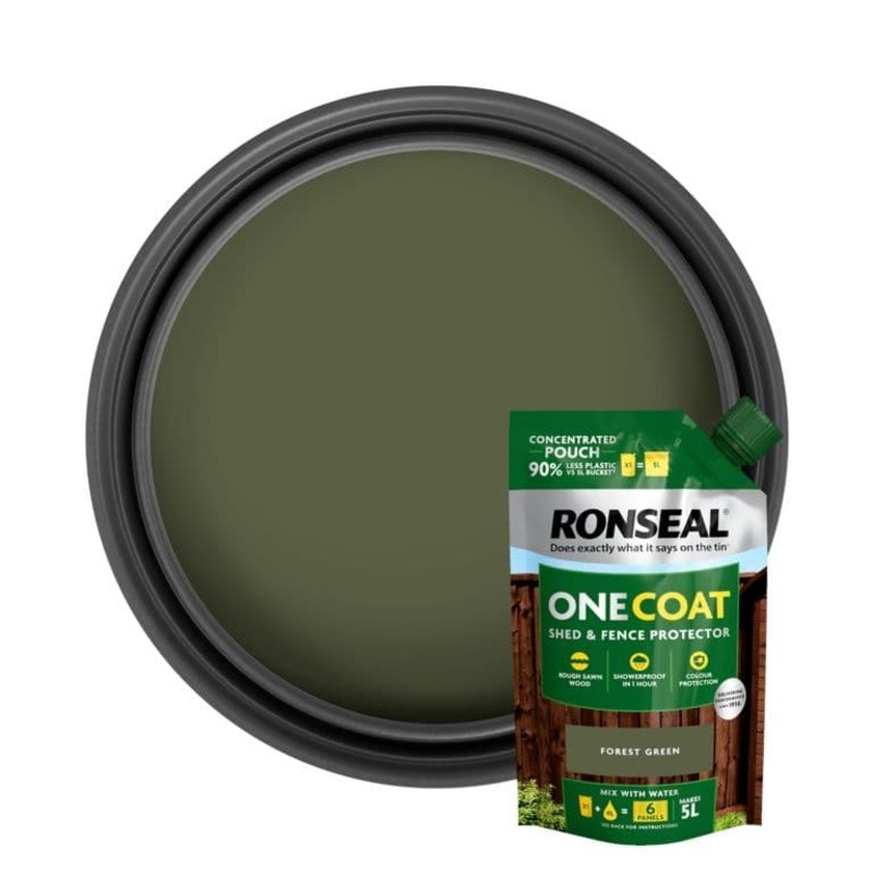 Ronseal One Coat Shed & Fence Refill Pouch 950ml – Forest Green