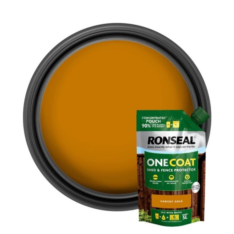Ronseal One Coat Shed & Fence Refill Pouch 950ml – Harvest Gold