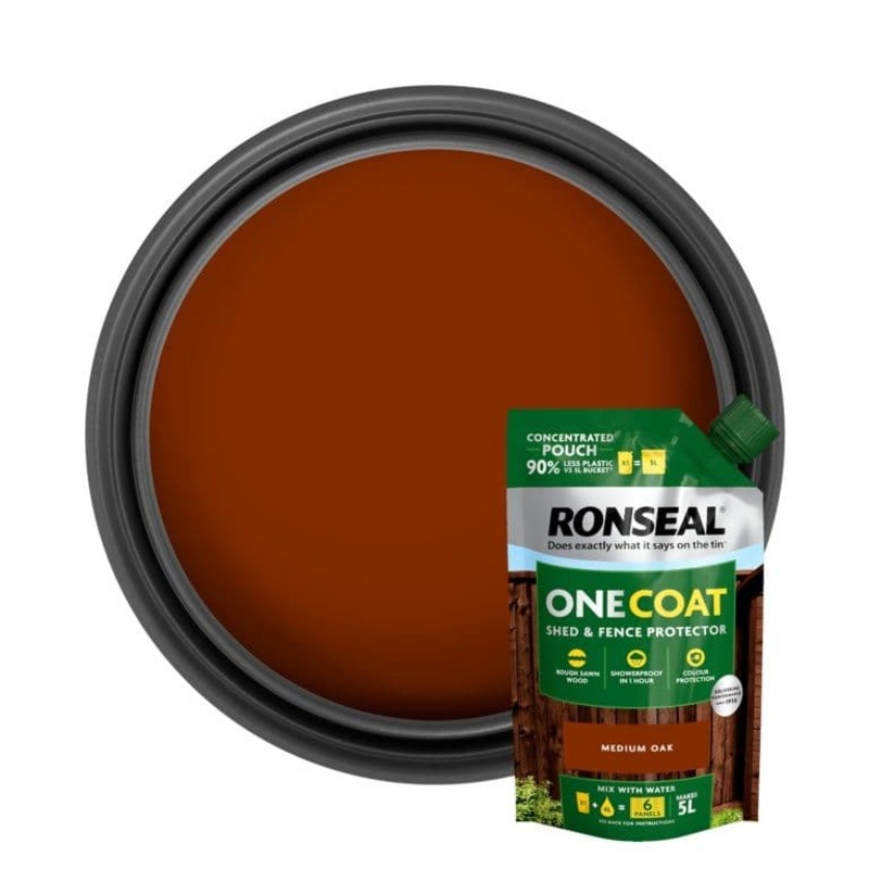 Ronseal One Coat Shed & Fence Refill Pouch 950ml – Medium Oak